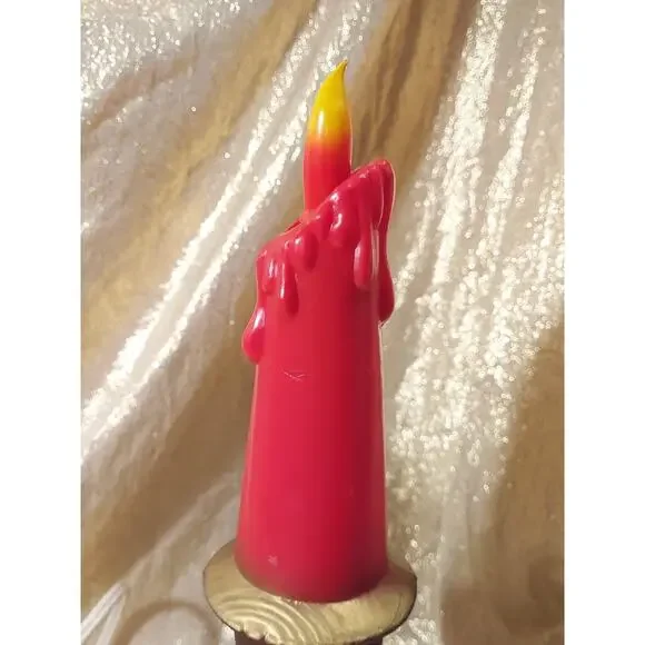 Vintage Pair 1960's Blow Mold Plastic Christmas Candle Holder Flame Bulb READ - Picture 8 of 16